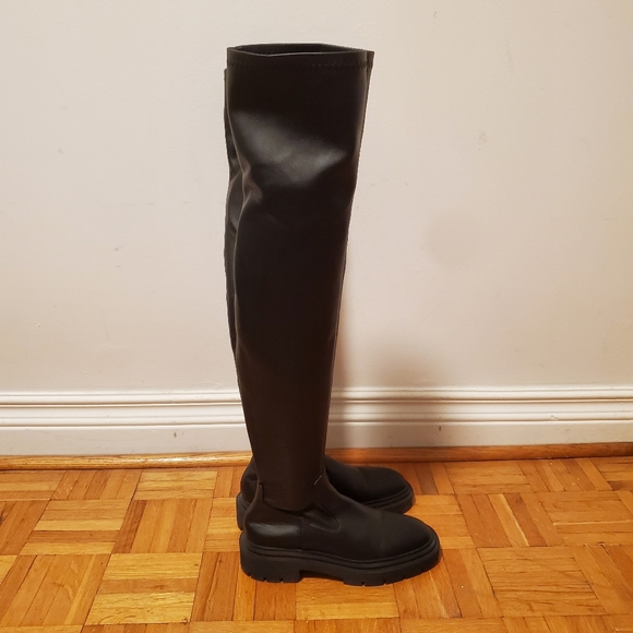 zara OTK Lug sole stretch tall boots - Picture 2 of 11